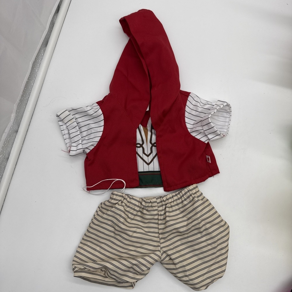 Build A Bear Workshop Aladdin Costume Red Hooded Shirt Striped Pants BABW